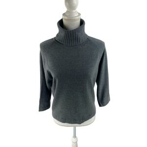 Bonwit Teller Vtg 40s 50s Wool Turtleneck Knit Pullover 3/4 Sleeve Sweater Italy
